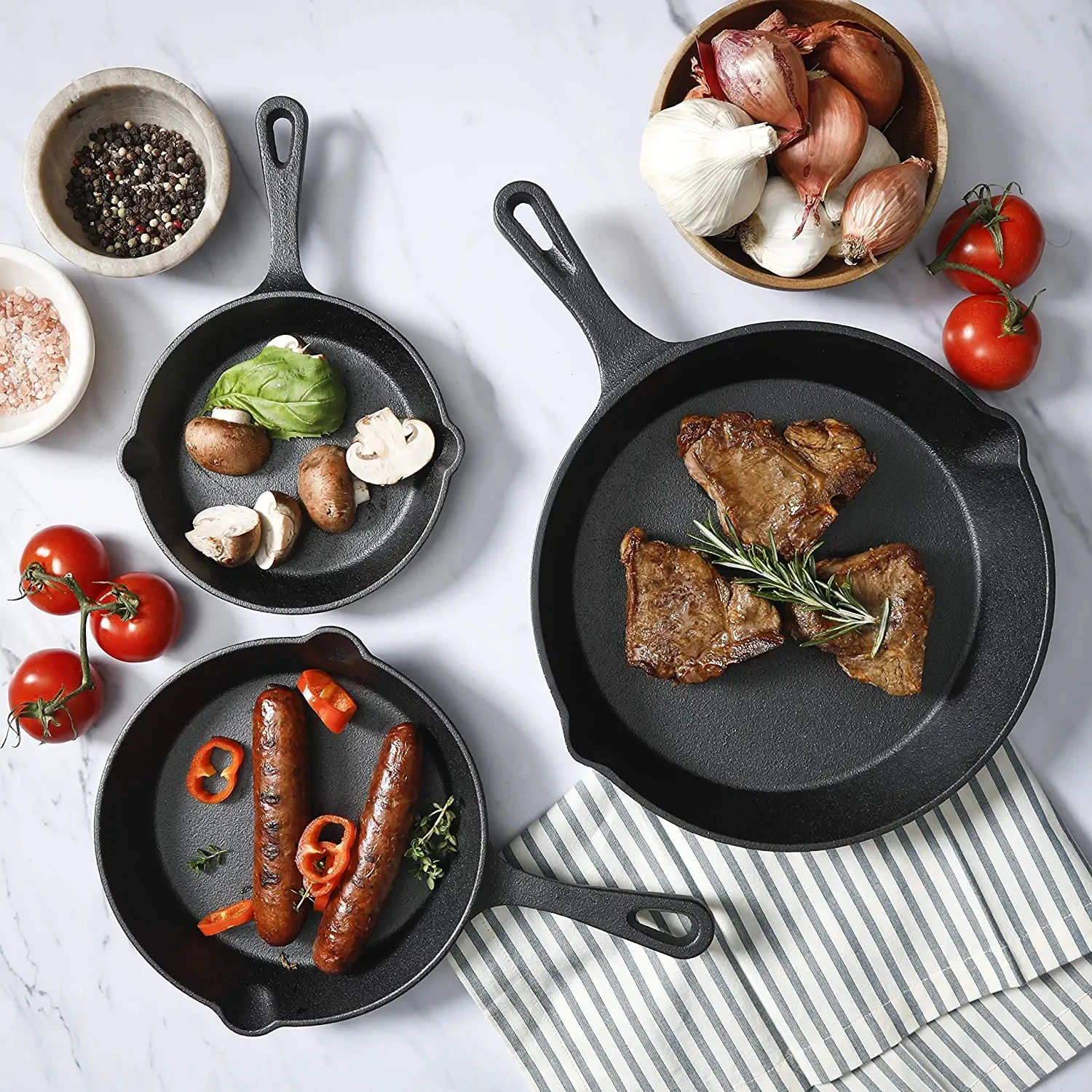 white cast iron cookware set