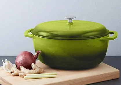 large oval cast iron pot