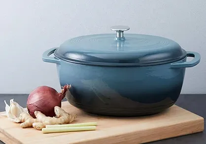 coated cast iron pan