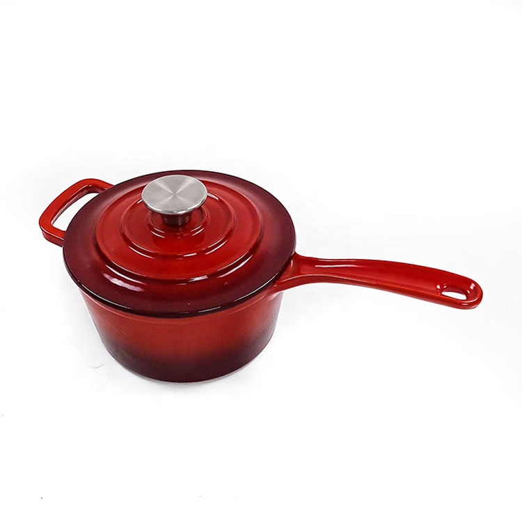 ENAMELED CAST IRON SAUCE POT, RED 19CM