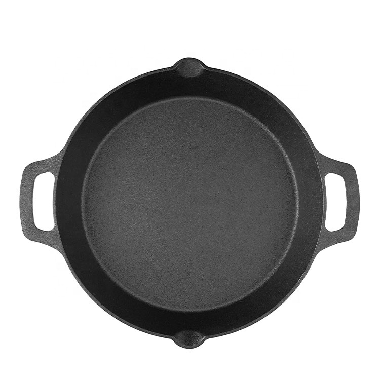 Cast Iron Paella Pan Seafood Frying Pan with Two Ears Induction Bottom Grilling Pan