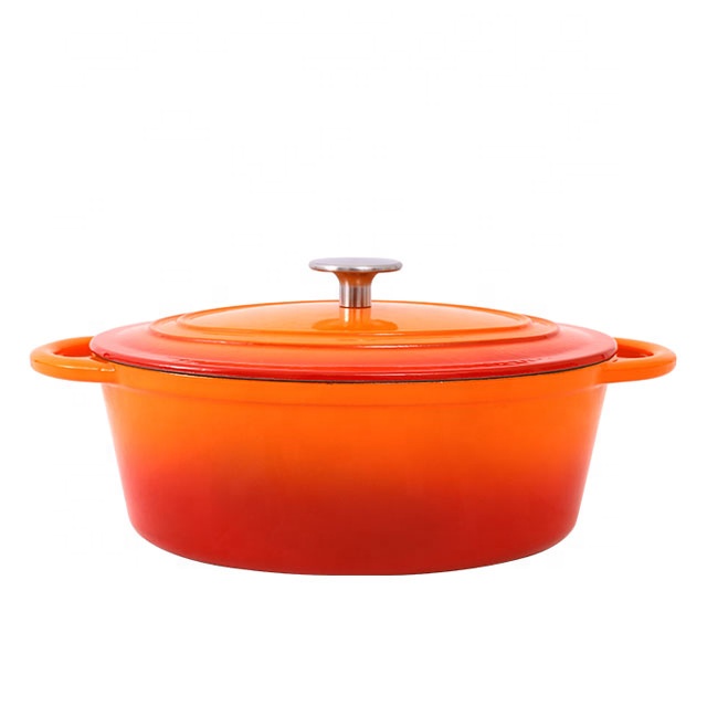 Casserole Pot LFGB Certificate Cast Iron Enamel Oval Casserole/oval Cast Iron Warm Orange Metal Modern Heat Resistant 500pcs