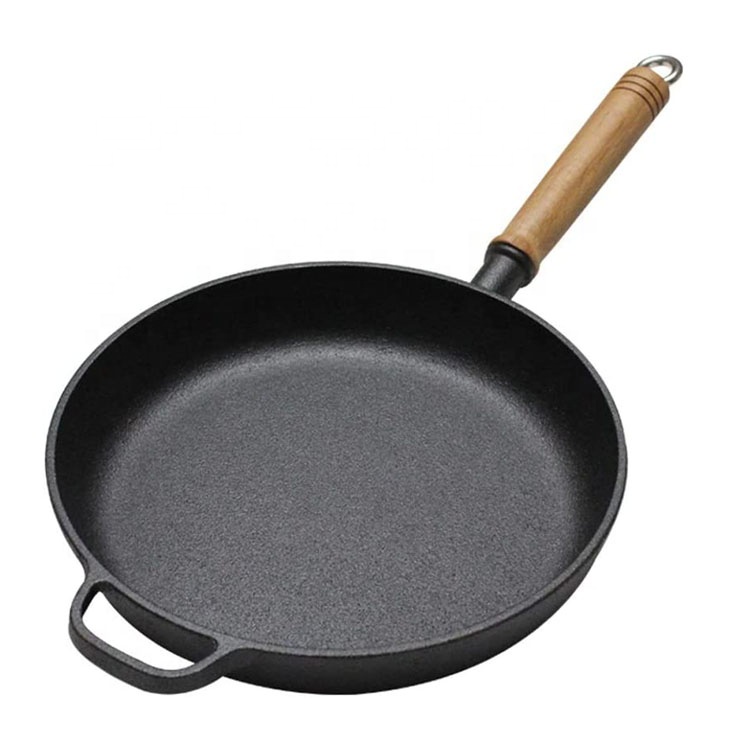 New Product With Factory latest cast iron cookware Cast Iron Skillet Removable Wooden Handle